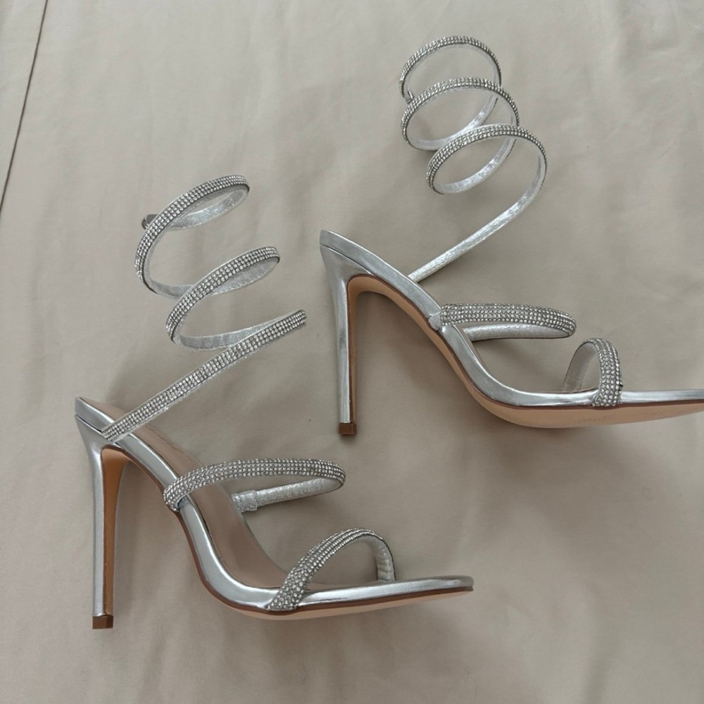 Elegant Silver Strappy Heels